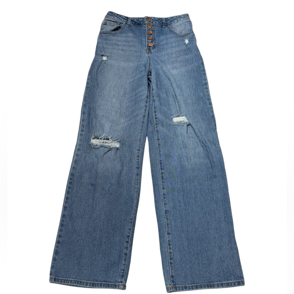Wide Leg Distressed Jeans